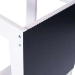 Ayudante de cocina de madera con tablero negro, blanco