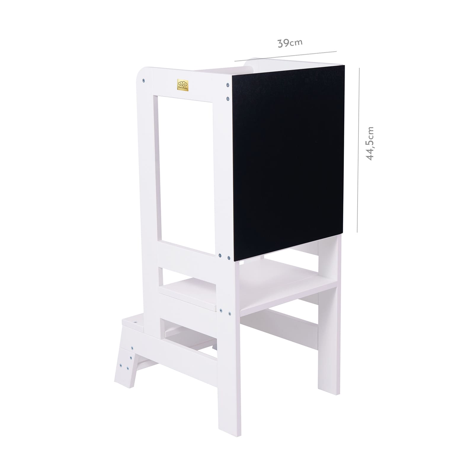 Ayudante de cocina de madera con tablero negro, blanco