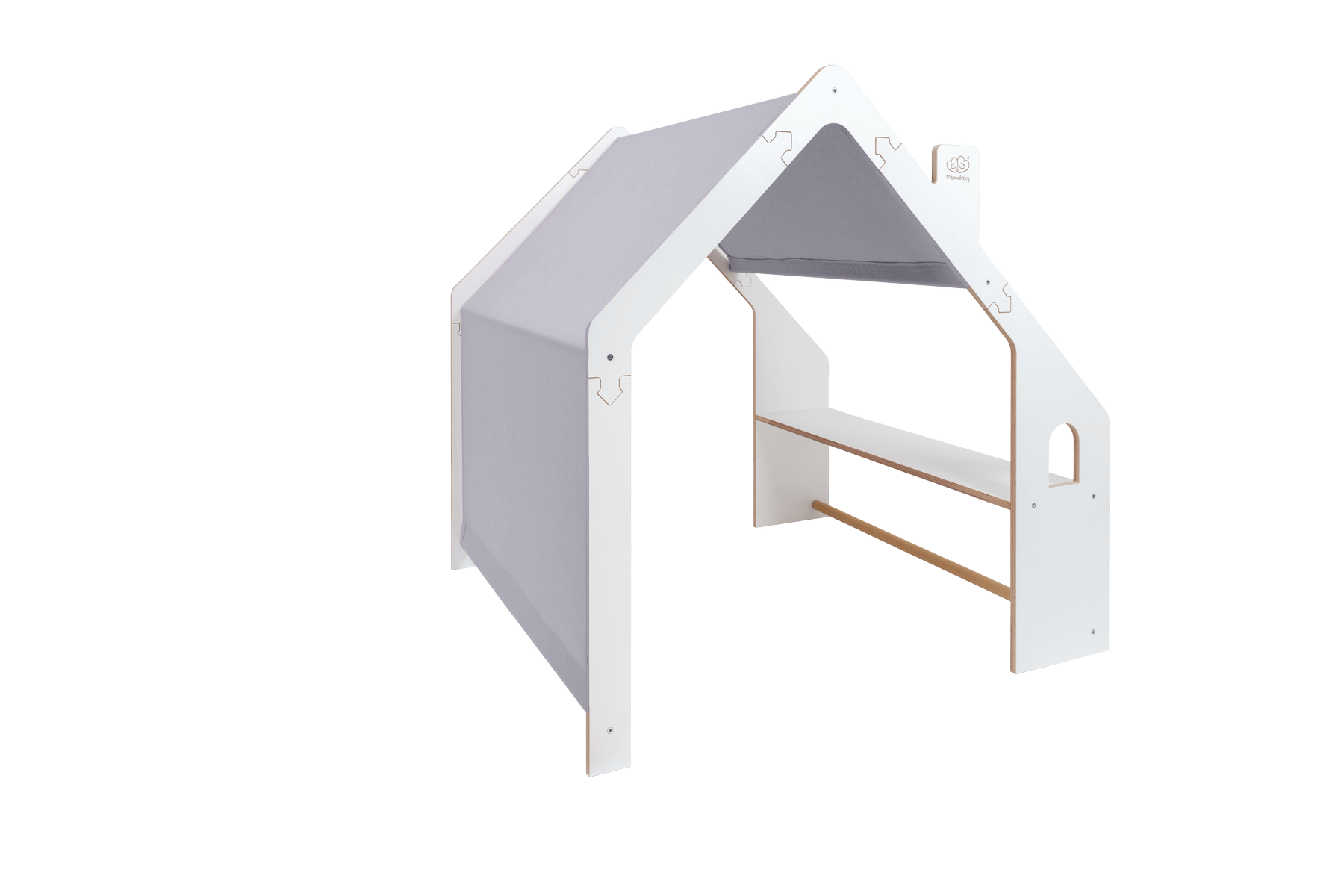 MeowBaby® Casita de Madera Blanca para Niños - Techo Azul - ZuriBoo