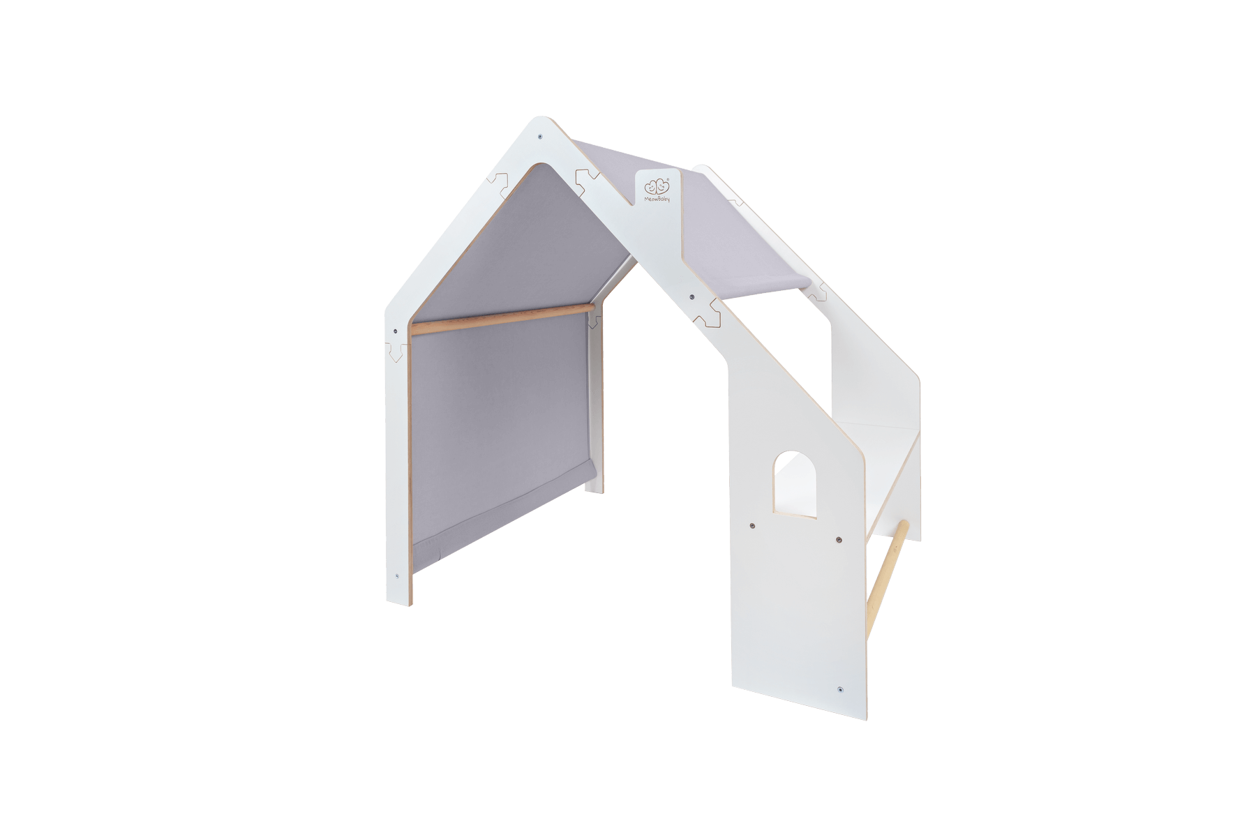 MeowBaby® Casita de Madera Blanca para Niños - Techo Azul - ZuriBoo