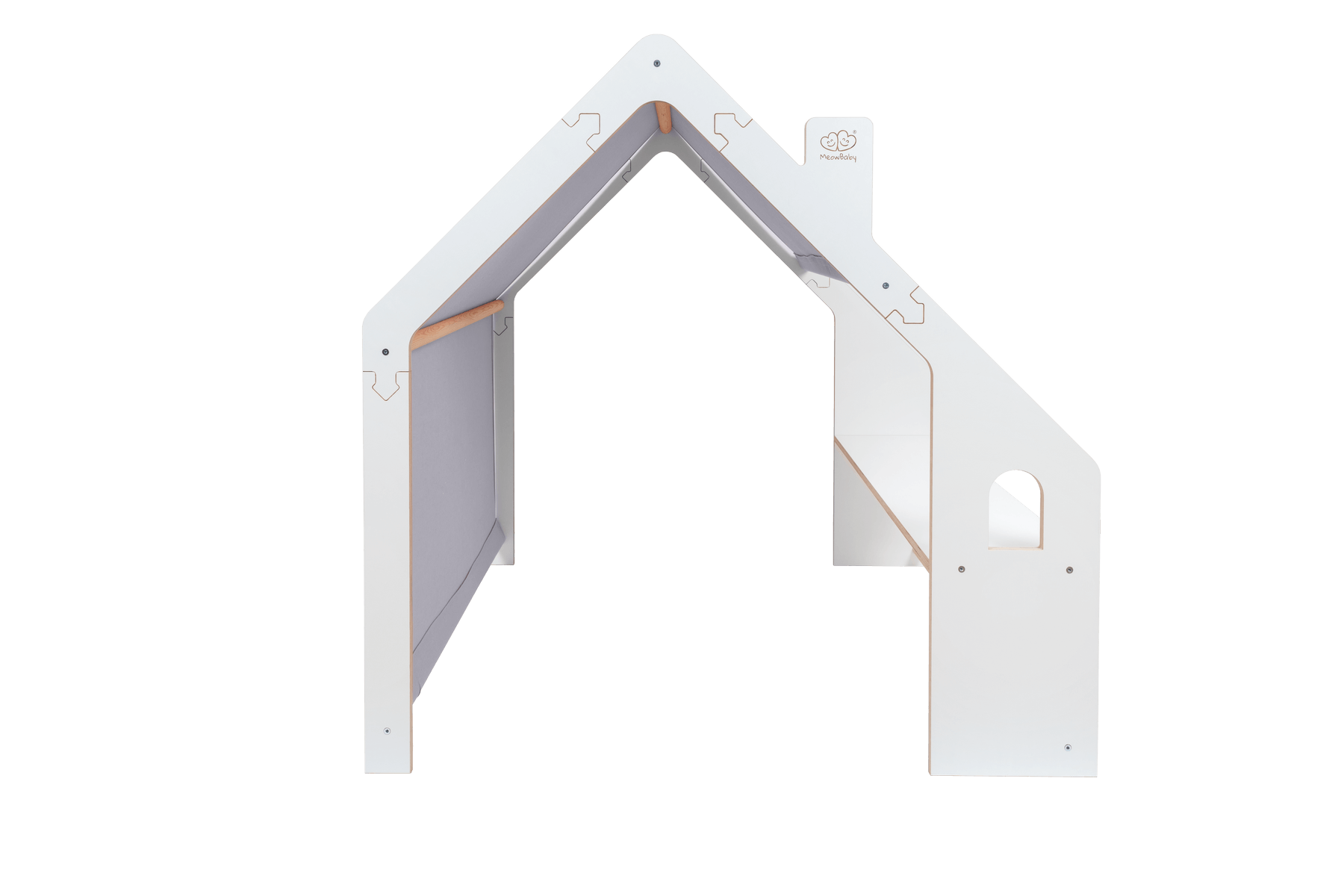 MeowBaby® Casita de Madera Blanca para Niños - Techo Azul - ZuriBoo