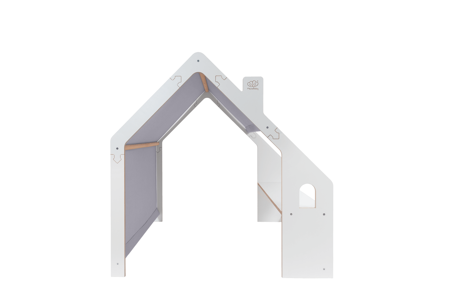 MeowBaby® Casita de Madera Blanca para Niños - Techo Azul - ZuriBoo