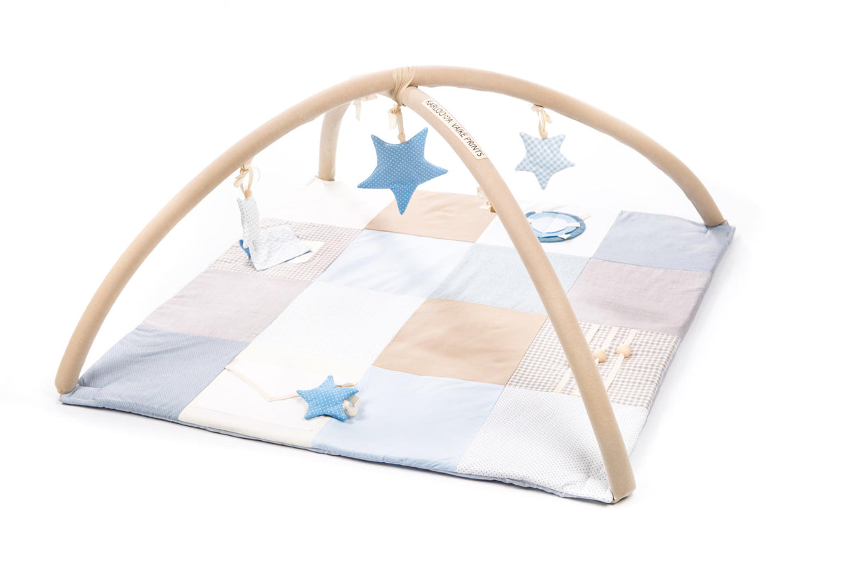 Alfombra de actividades para bebé pequeña, 100x100 cm - Azul - ZuriBoo