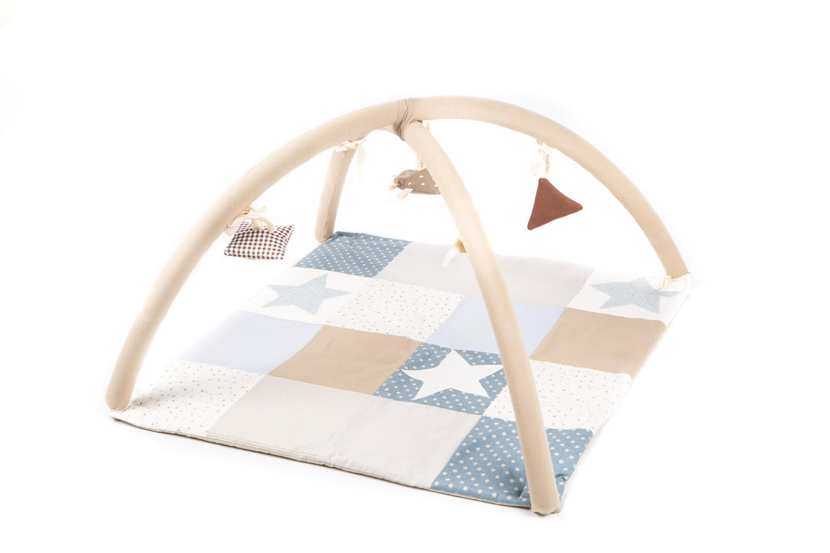 Alfombra de actividades para bebé pequeña, 80x80 cm - Azul - ZuriBoo