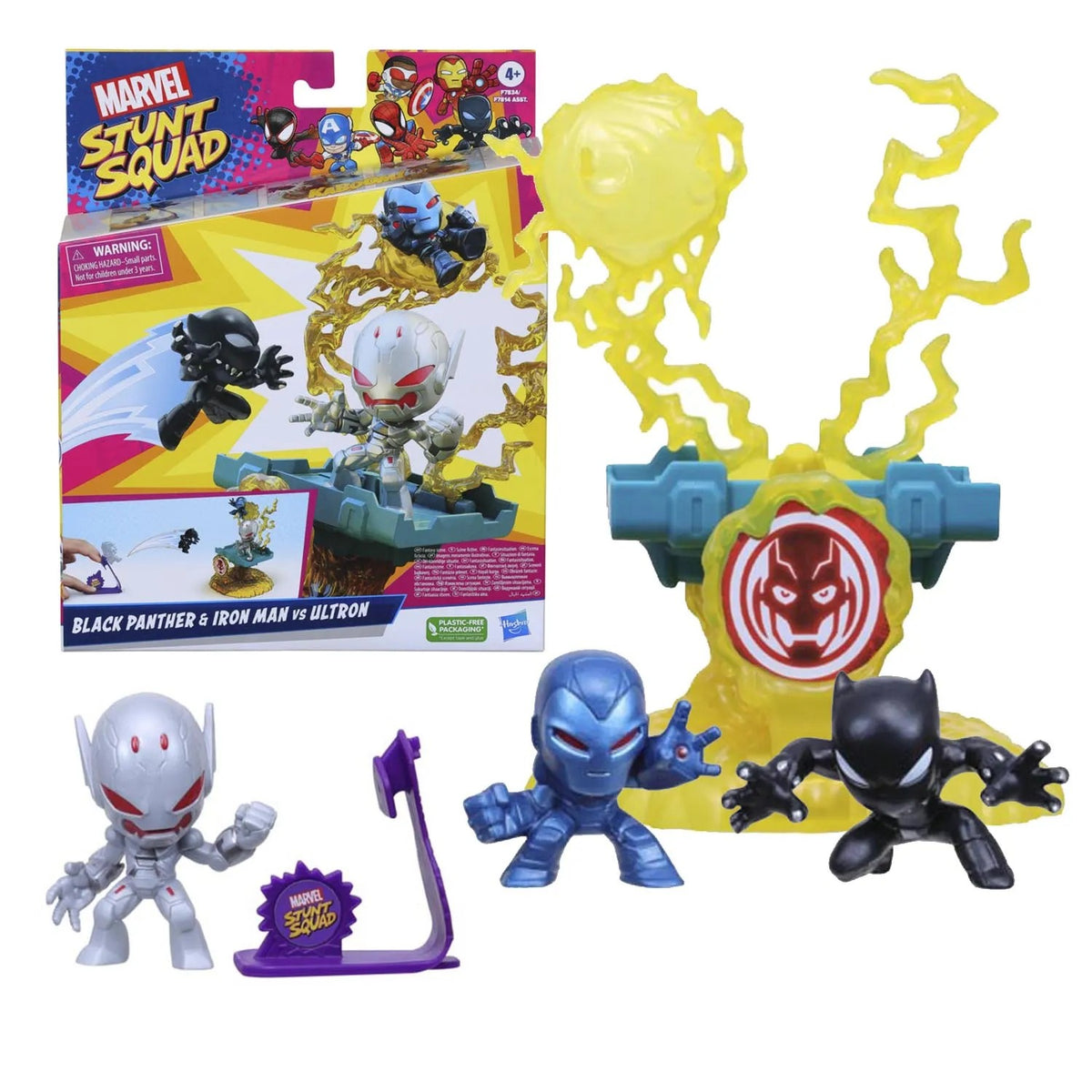 Marvel Stunt Squad Villain Knockdown Black Panther y Iron Man vs. Ultrón F7834