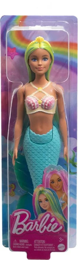 Muñeca Barbie Sirena con Pelo Verde y Azul Cola Azul HRR03