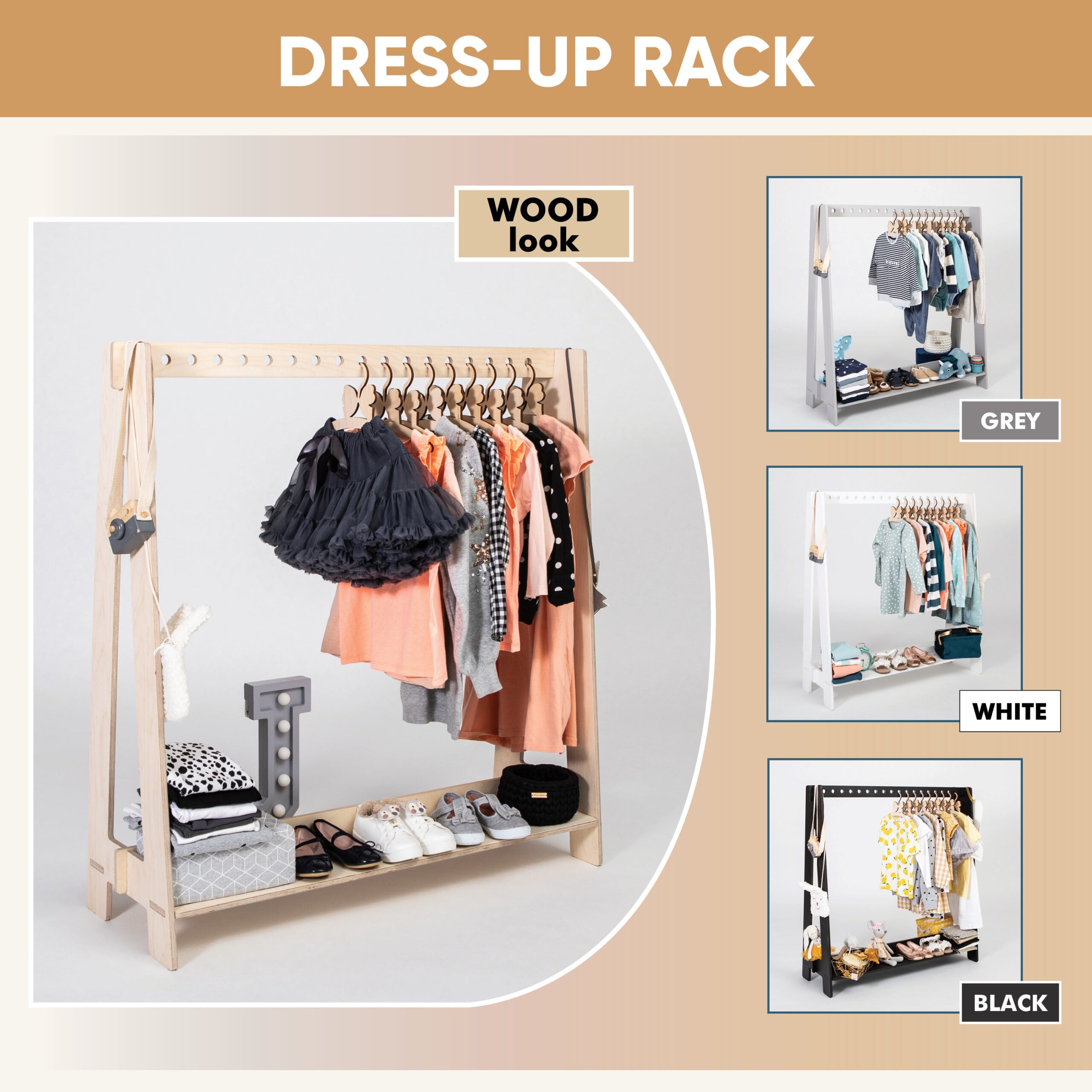 Perchero para perchas para ropa para niños pequeños ver 2 - ZuriBoo