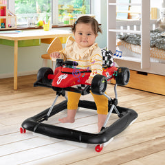 Andador para Bebé 4 en 1 Centro de Actividades con Altura Ajustable Asiento Música Coche Empujable Convertible para Niños 6-18 Meses Rojo