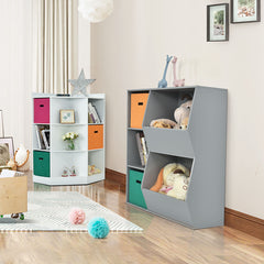 Armario Infantil para Juguetes Organizador de Juguetes 3 Cubos y 2 Cajas Abiertas Estantería para Niños Salón 76 x 28 x 94 cm Gris