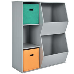 Armario Infantil para Juguetes Organizador de Juguetes 3 Cubos y 2 Cajas Abiertas Estantería para Niños Salón 76 x 28 x 94 cm Gris