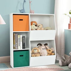 Armario Infantil para Juguetes Organizador de Juguetes 3 Cubos y 2 Cajas Abiertas Estantería para Niños Salón 76 x 28 x 94 cm Blanco