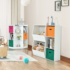 Armario Infantil para Juguetes Organizador de Juguetes 3 Cubos y 2 Cajas Abiertas Estantería para Niños Salón 76 x 28 x 94 cm Blanco