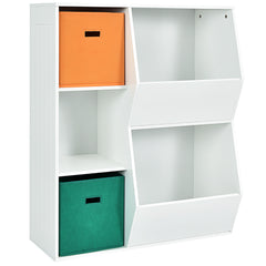Armario Infantil para Juguetes Organizador de Juguetes 3 Cubos y 2 Cajas Abiertas Estantería para Niños Salón 76 x 28 x 94 cm Blanco