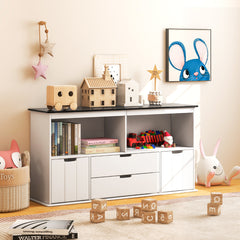 Armario Infantil con 4 Cajones para Juguetes Organizador de Almacenamiento para Niños para Habitación Infantil 121 x 33 x 62 cm Blanco