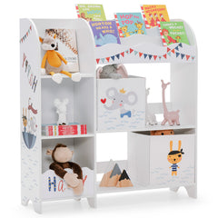 Armario para Niños Organizador con 3 Niveles y 5 Compartimientos 2 Cajones de Tejido para Libros Juguetes 93 x 30 x 102 cm Blanco
