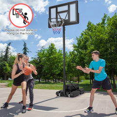 Aro de Baloncesto Portátil Portería Ajustables en Altura de 11 Niveles con Tablero de 110 cm Base Rellenable Bolsa de Pesas para Niños