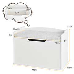 Baúl de Juguetes Cofre de Almacenamiento con Tapa Elevable Caja de Juguetes y Cofre con Banco Doble Uso como Banco Grande de Madera Blanco