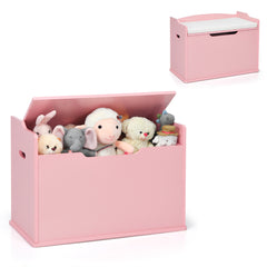 Baúl de Juguetes Cofre de Almacenamiento con Tapa Elevable Caja de Juguetes y Cofre con Banco Doble Uso como Banco Grande de Madera Rosa