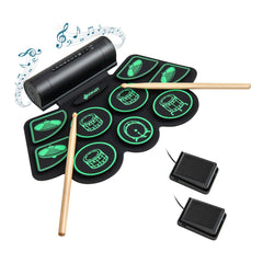 Kit de Batería Eléctrica de 9 Pads Kit de Batería Digital con 2 Pedales 2 Baquetas Toma de Auriculares Función MIDI Puerto USB y MP3