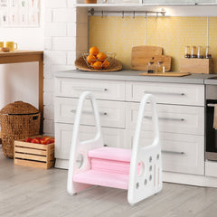 Taburete para Niños Escalera Multiuso con Diseño Antideslizante Reposabrazos Seguros Fácil de Montar Rosa 44 x 39,5 x 61 cm