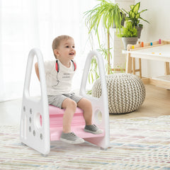Taburete para Niños Escalera Multiuso con Diseño Antideslizante Reposabrazos Seguros Fácil de Montar Rosa 44 x 39,5 x 61 cm