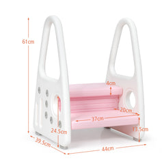 Taburete para Niños Escalera Multiuso con Diseño Antideslizante Reposabrazos Seguros Fácil de Montar Rosa 44 x 39,5 x 61 cm