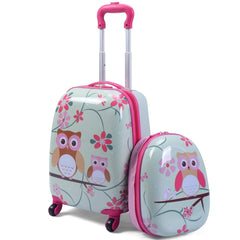 Conjunto de Maleta de viaje Búho para ninños 2 en 1 Lindo equipaje con ruedas con Mochila