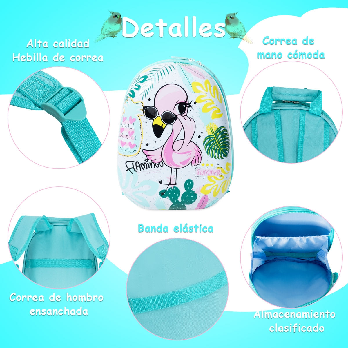 Azul Equipaje de Viaje para Niños Mochila Maleta para Infantil Cáscara Dura con 4 Ruedas