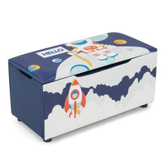Cajón de Almacenamiento de Juguetes Tapizado Organizador Infantil con Tapa Extraíble 75 x 36 x 38 cm Azul y Blanco