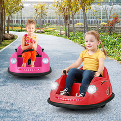 Coche de Choque Eléctrico para Niños de 12V con Control Remoto Luces LED Música Giro de 360° Juguete para Bebés Niños de 2-5 Años Rosa
