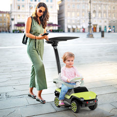 3 en 1 Correpasillo para Niños Volkswagen Coche de Empuje Carriola con Manillar Ajustable en 3 Posiciones Toldo Solar 96x40x93cm Verde
