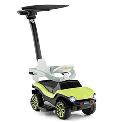 3 en 1 Correpasillo para Niños Volkswagen Coche de Empuje Carriola con Manillar Ajustable en 3 Posiciones Toldo Solar 96x40x93cm Verde