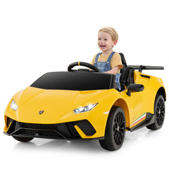Coche Eléctrico para Niños con Licencia Lamborghini Coche Deportivo 12V con Control Remoto Luces LED Música Bocina Arranque Suave Amarillo