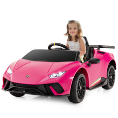 Coche Eléctrico para Niños con Licencia Lamborghini Coche Deportivo 12V con Control Remoto Luces LED Música Bocina Arranque Suave Rosa