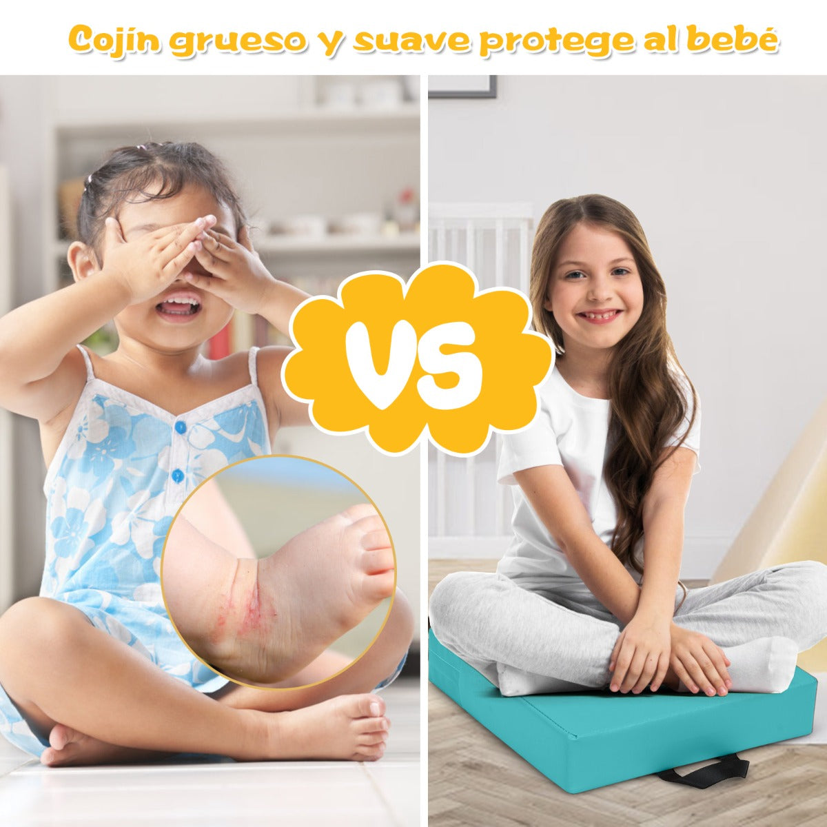 Cojines Cuadrados para Niños Impermeables con Empuñadura Ergonómica para Ejercitar las Habilidades Cognitivas Azul