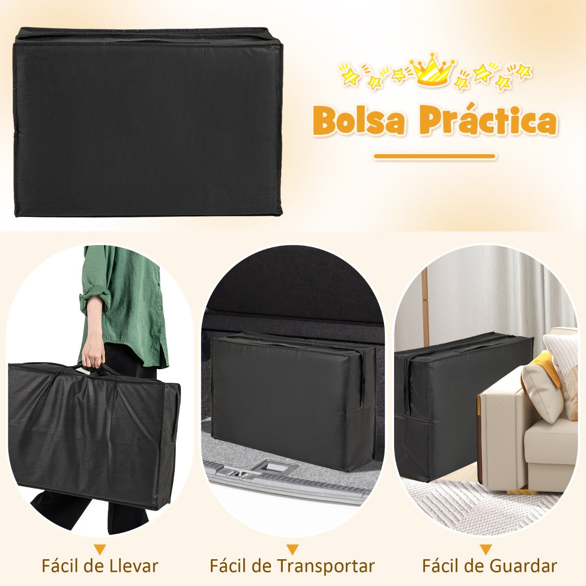 Colchoneta de Suelo Plegable para Niños Colchón de Siesta Brilla en la Oscuridad con Funda Extraíble y Lavable Futón Cama con Bolsa Gris