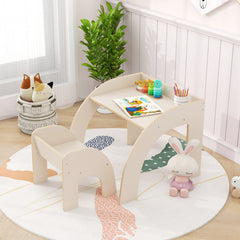 Conjunto de Mesa y Silla para Niños Mesa de Actividades con Amplia Encimera para Habitación Infantil Guardería Mobiliario Infantil Blanco