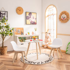 Conjunto de Mesa y Sillas para Niños de 3 Piezas con Patas de Madera Blanco 60 x 50,5 cm