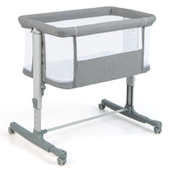 3 en 1 Cuna Infantil de Viaje con Altura Ajustable en 5 Niveles Inclinación de 10° Colchón Transpirable Bolsa para Bebés Gris Claro