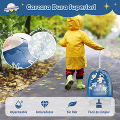 Equipaje de Mano Infantil con Ruedas Maleta Rígida de Viaje con Asa de Aluminio 2 Niveles Portátil para Niños Aprobado por Aerolíneas Azul