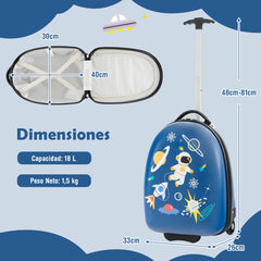 Equipaje de Mano Infantil con Ruedas Maleta Rígida de Viaje con Asa de Aluminio 2 Niveles Portátil para Niños Aprobado por Aerolíneas Azul