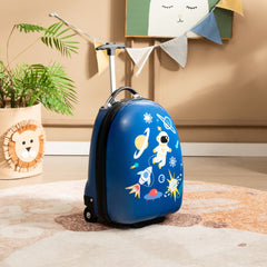 Equipaje de Mano Infantil con Ruedas Maleta Rígida de Viaje con Asa de Aluminio 2 Niveles Portátil para Niños Aprobado por Aerolíneas Azul