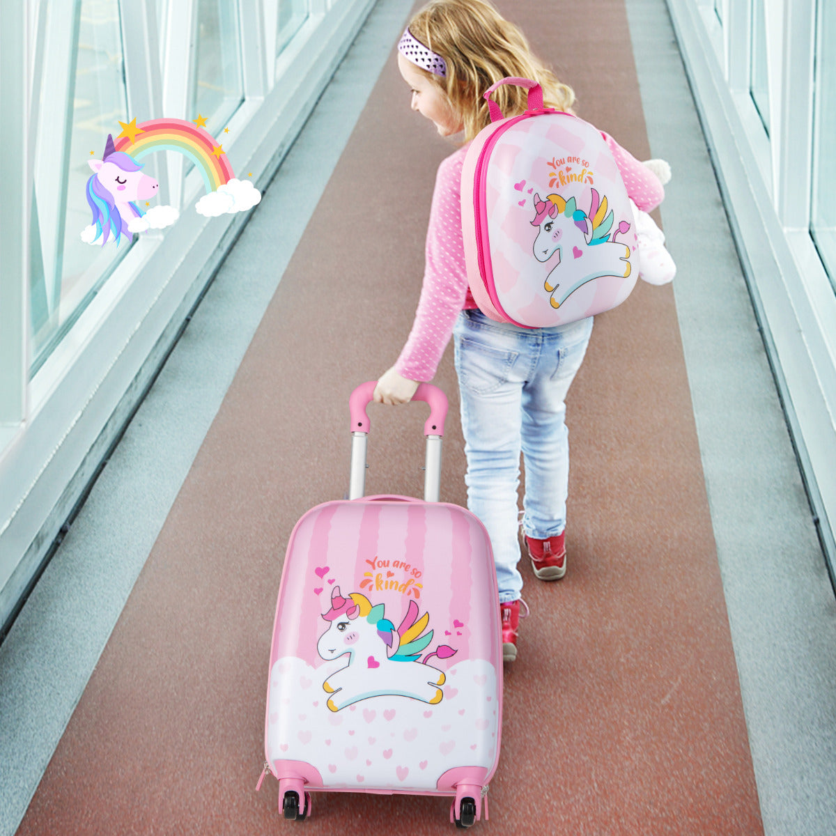 Equipaje de Viaje con Mochila Maleta con 4 Rueda Giratorias de 360° Maleta para Niños