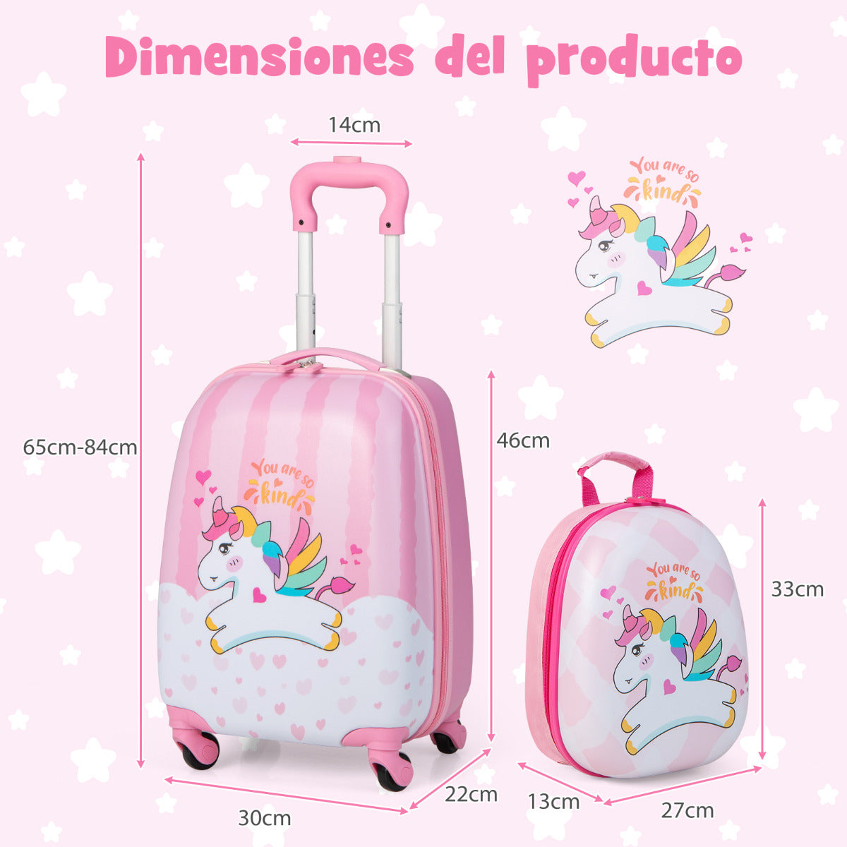 Equipaje de Viaje con Mochila Maleta con 4 Rueda Giratorias de 360° Maleta para Niños