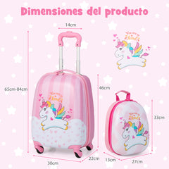 Equipaje de Viaje con Mochila Maleta con 4 Rueda Giratorias de 360° Maleta para Niños