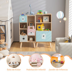 Estantería Infantil de 3 Niveles Librería con Cajones y Compartimentos para Juguetes y Libros Organizador para Exhibir 40,5 x 29 x 85 cm