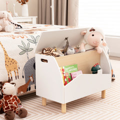 Estantería de Juguetes de Madera con Almacenamioneto Baúl de Juguetes para Niños Estante Expositor Librería Infantil 60 x 30 x 44 cm Blanco