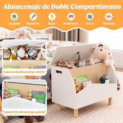 Estantería de Juguetes de Madera con Almacenamioneto Baúl de Juguetes para Niños Estante Expositor Librería Infantil 60 x 30 x 44 cm Blanco