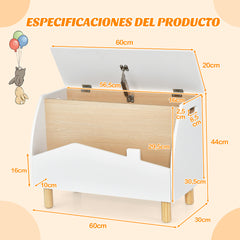 Estantería de Juguetes de Madera con Almacenamioneto Baúl de Juguetes para Niños Estante Expositor Librería Infantil 60 x 30 x 44 cm Blanco