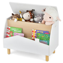 Estantería de Juguetes de Madera con Almacenamioneto Baúl de Juguetes para Niños Estante Expositor Librería Infantil 60 x 30 x 44 cm Blanco